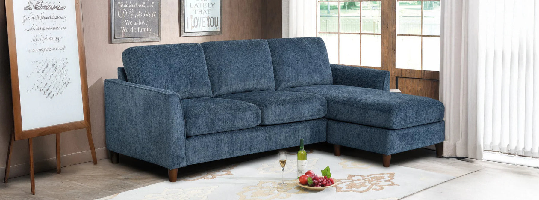 Combinación de texturas y colores en muebles