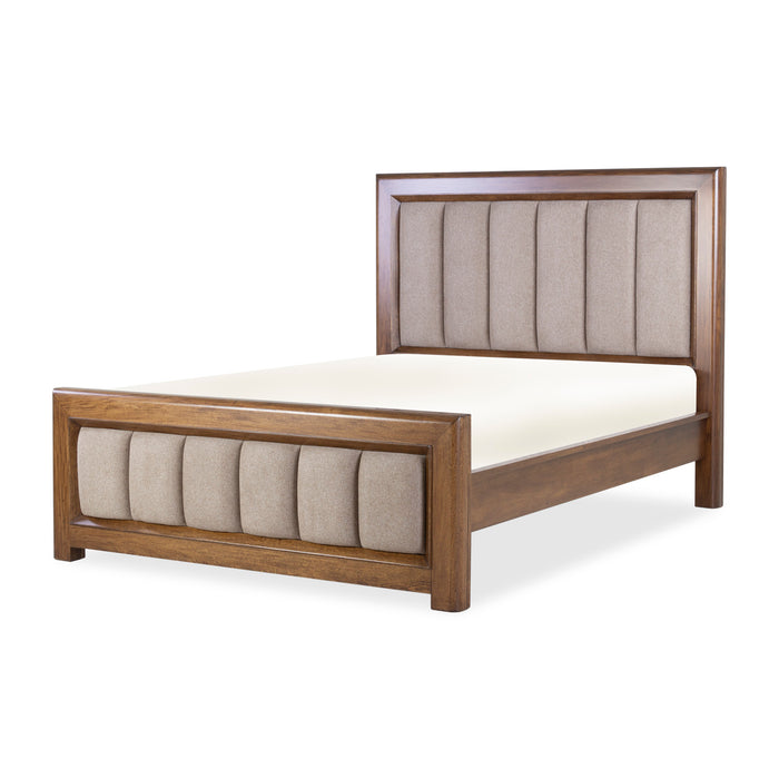 Cama Queen Marbella Lino Café, Natural Oscuro