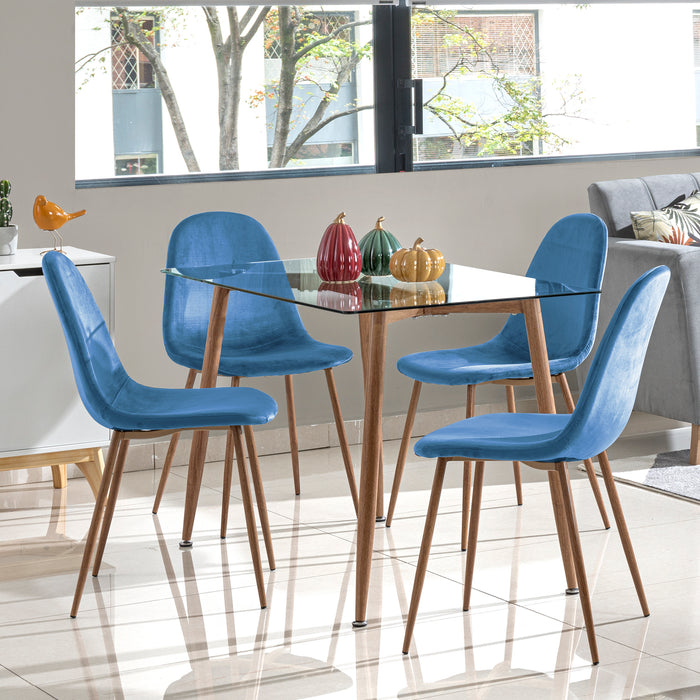 Comedor 4 Ptos Harrison Lino Natural, Azul