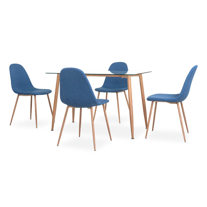 Comedor 4 Ptos Harrison Lino Natural, Azul
