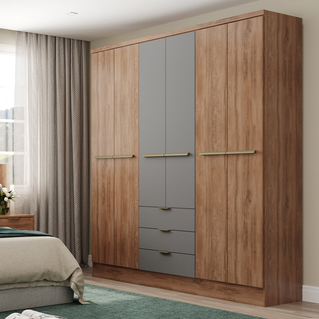 Ropero Asier Natural Oscuro, Plomo – Muebles Jamar Panamá