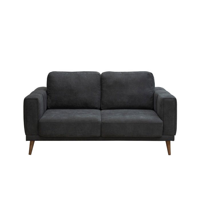 Sofá 2 Puestos Atenas Microfibra Kazan Plomo, Natural