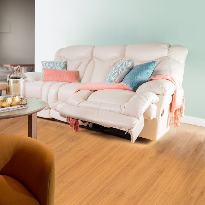 Sofá  Reclinable 3 Ptos Lake Eurocuero Light Beige