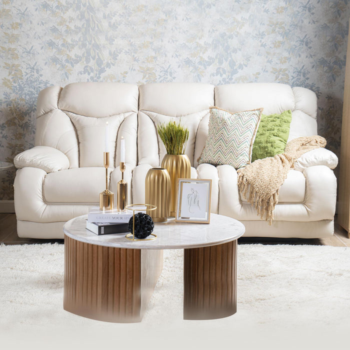 Sofá  Reclinable 3 Ptos Lake Eurocuero Light Beige