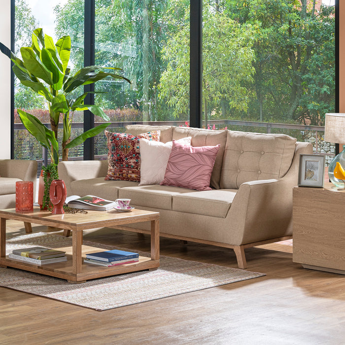 Sofá 3 Ptos Floyd Eurolino Marfil, Natural