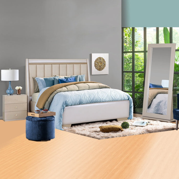 Cama Queen Tiana Eurocuero Perla, Arena