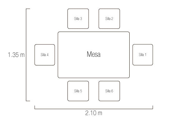 Comedor 6 Ptos Bruno Eurolino Marfil, Natural y Blanco