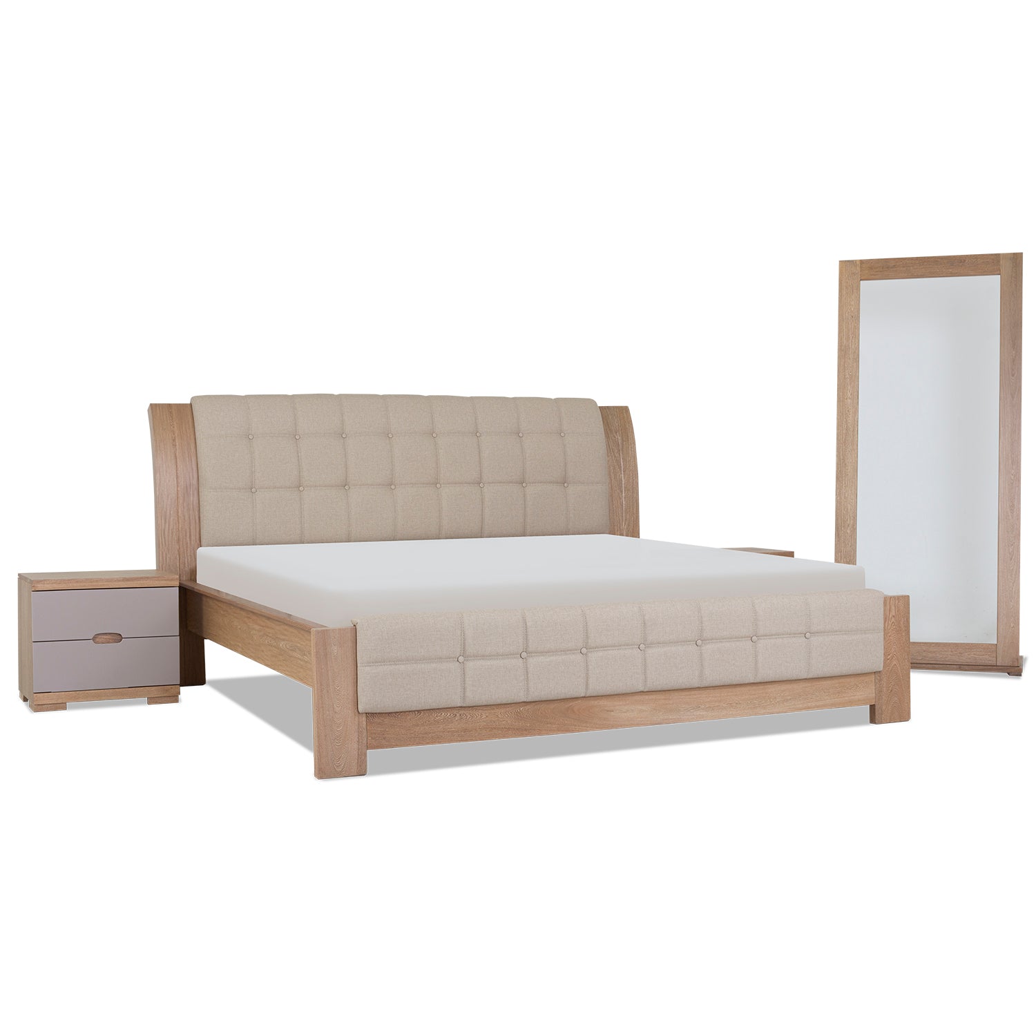 Recámara King Noruega Eurolino Marfil, Natural y Taupe – Muebles