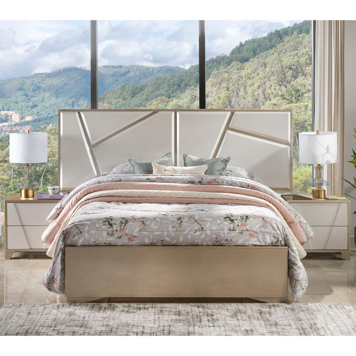 Recámara  Queen Munich Blanco Perla, Champaña