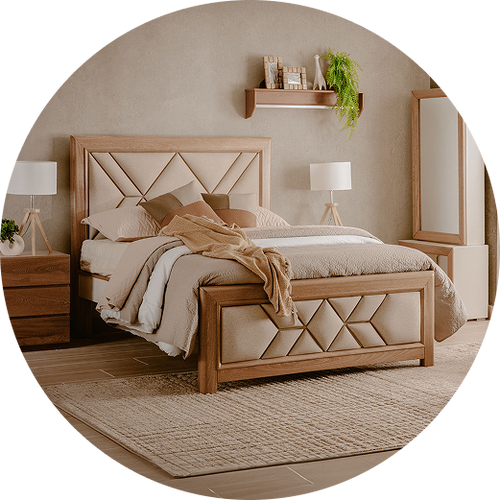  Cama Queen Marriot Beige, Natural