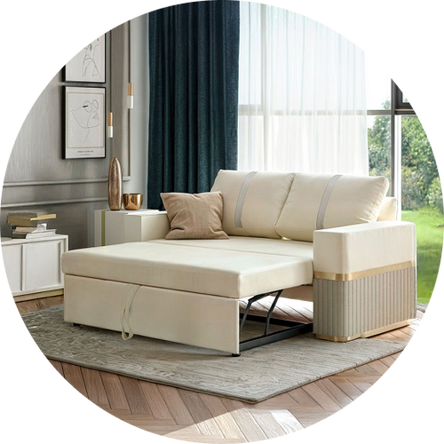  Sofá Cama Dior Eurolino Blanco, Beige y Champaña