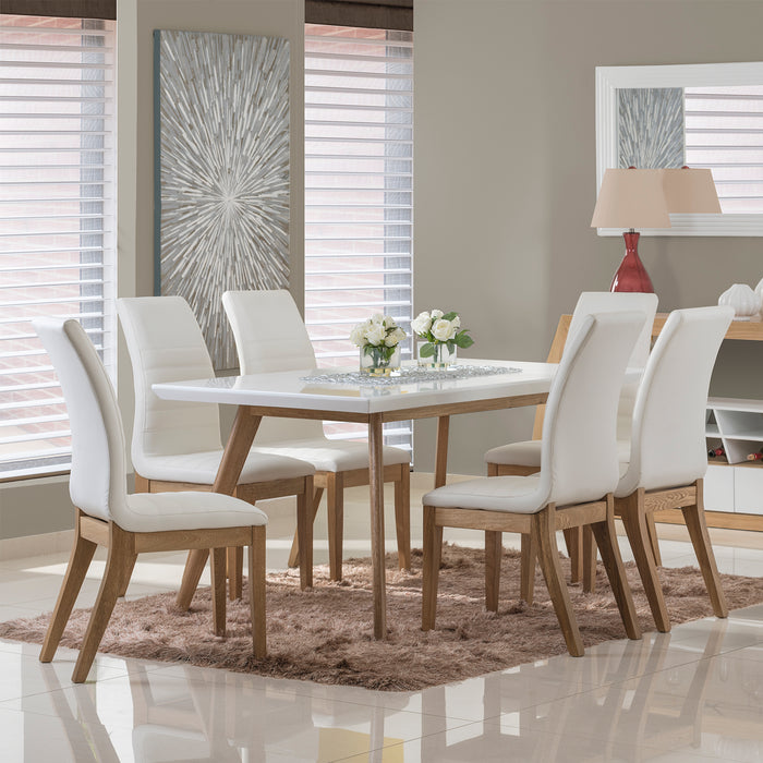 Comedor 6 Pto Bruno Eurocuero Furi Blanco,Natural