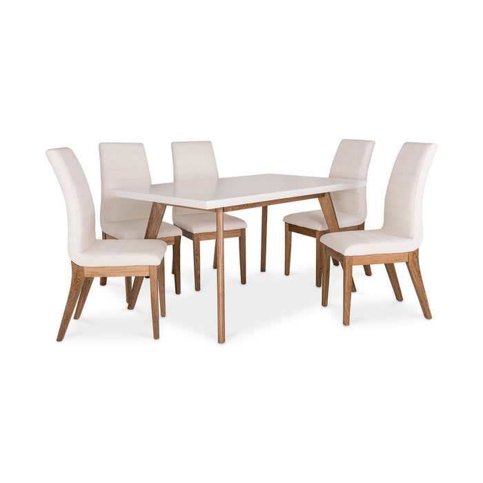 Comedor 6 Pto Bruno Eurocuero Furi Blanco,Natural