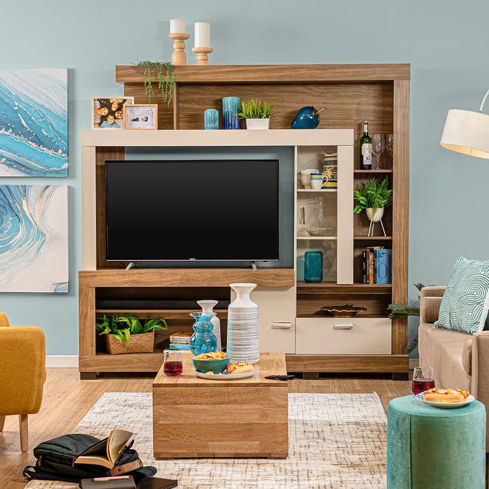 Centro Entretenimiento Nix Plus Natural,Beige