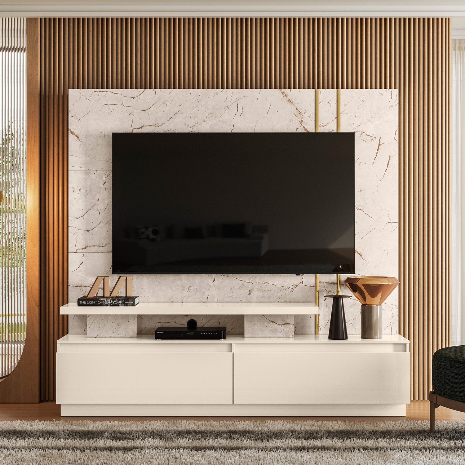 Centro de Entretenimiento Almati Off White, Marmol