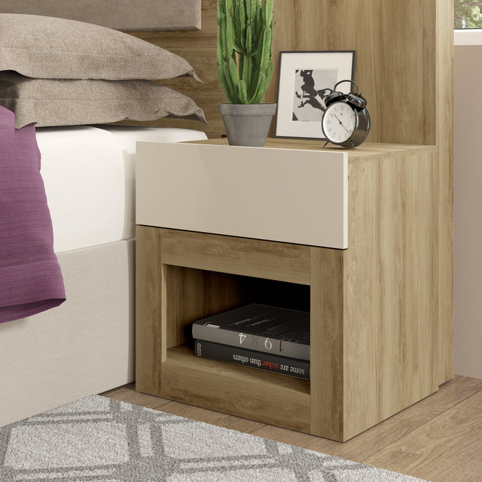 Mesa de Noche Broadway Natural, Off White