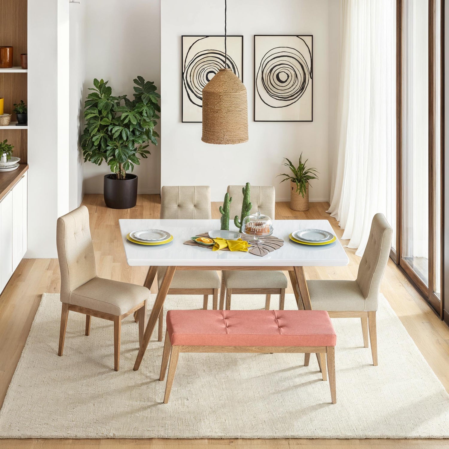 Comedor 6 Ptos Tanner  Eurolino Marfil