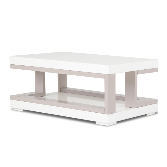 Mesa De Centro Rusel Blanco Perla, Taupe Poliuretano