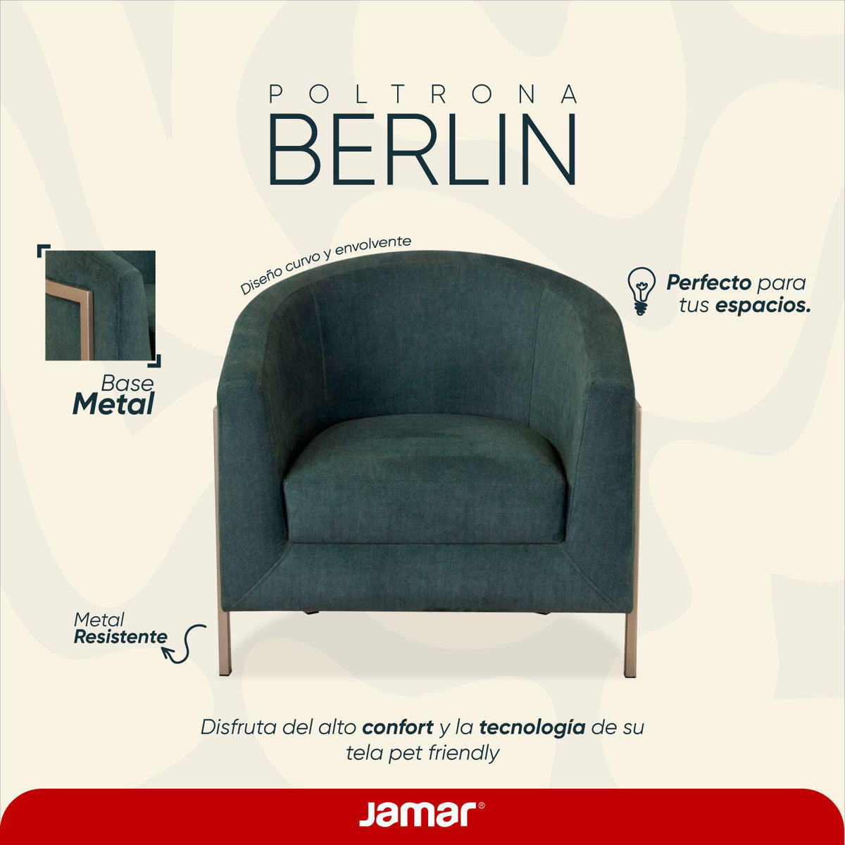 Butaca Berlin Velvet Verde, Champaña