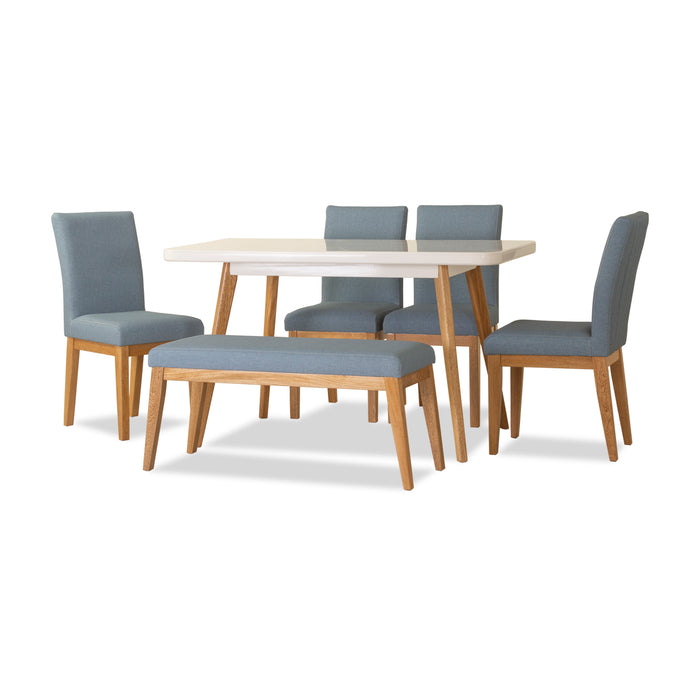 Comedor 6 Ptos Beck Azul, Natural Poliuretano