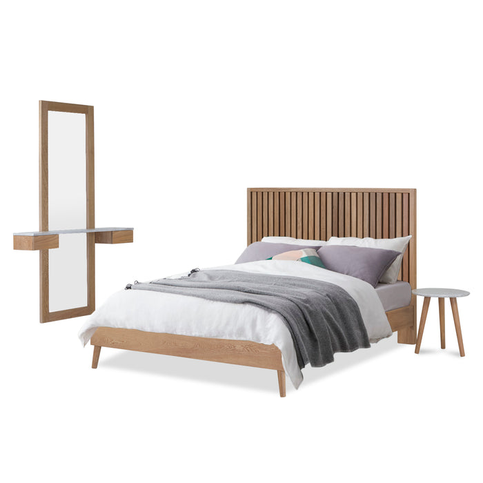 Cama Full Cavani Natural, Gris Plomo