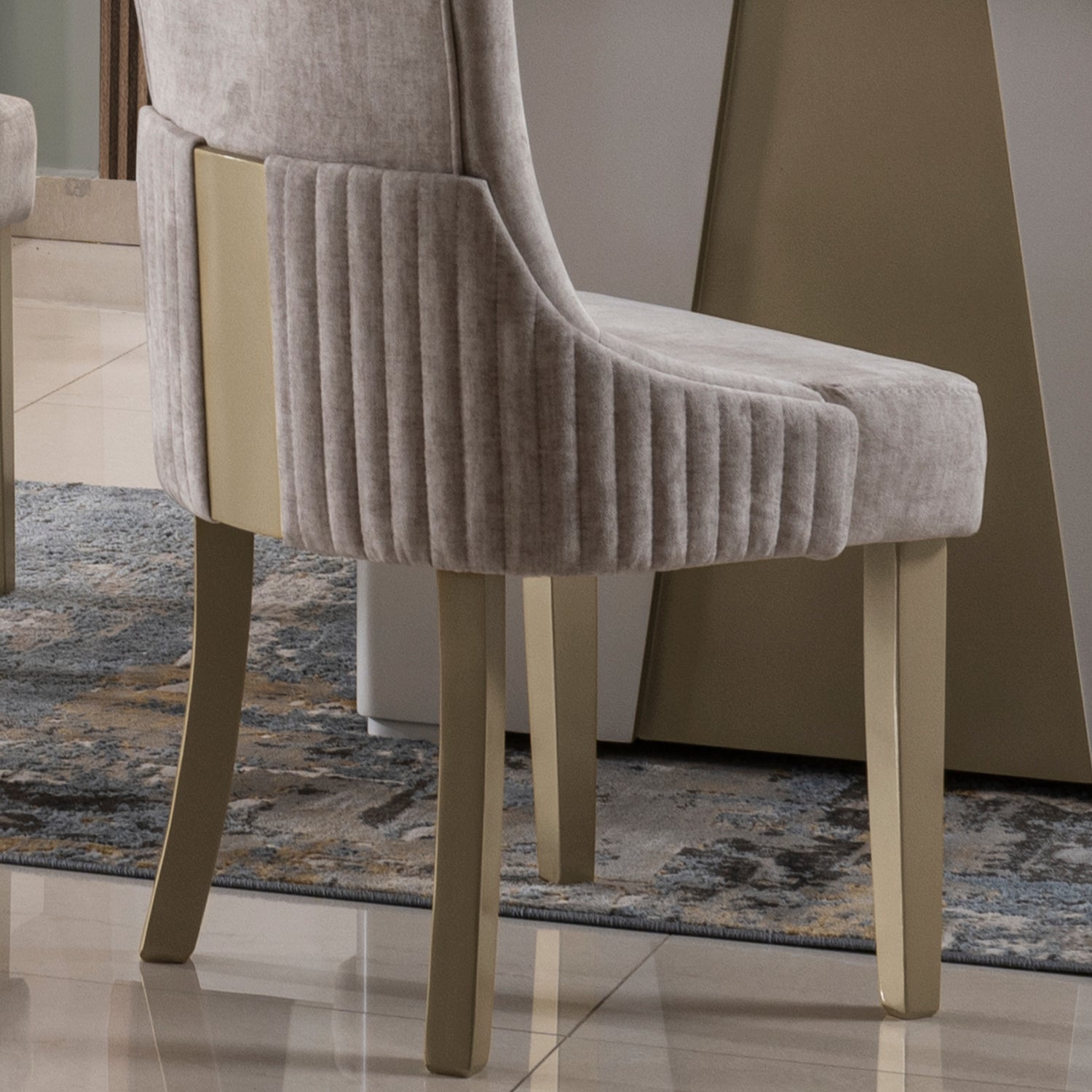 Comedor 6 Puestos Roma Velvet Marmol, Champaña Poliuretano
