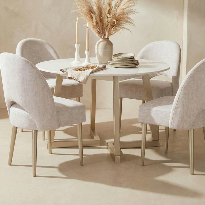 Comedor 4 Ptos Lisboa Velvet Marmol, Champaña