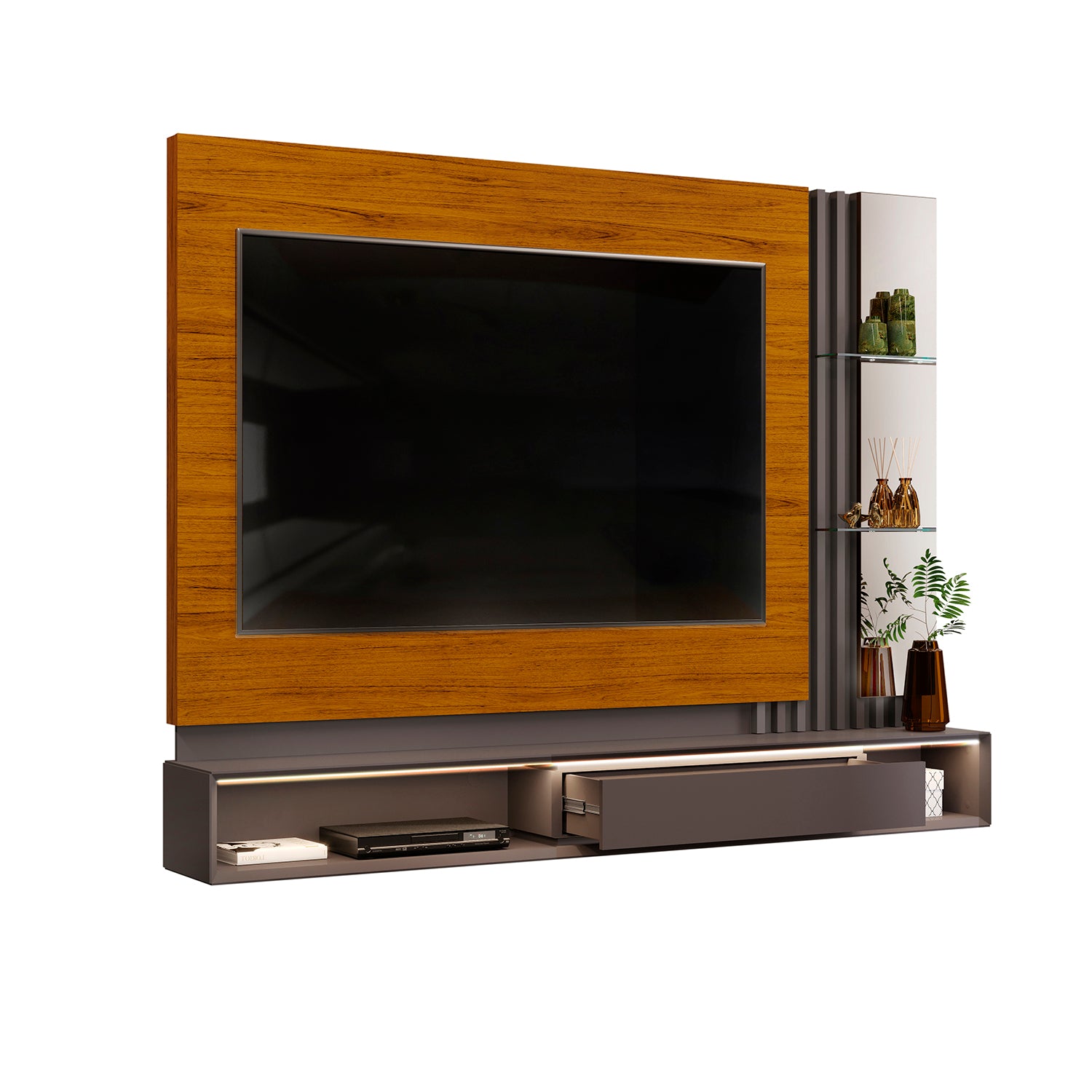 Panel Tv Noah Gris Plomo, Almendra