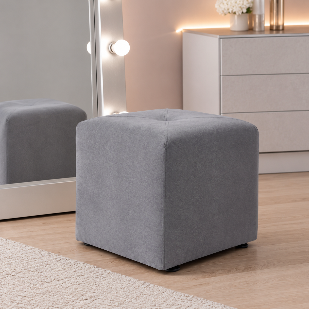 Puff Omega Microfibra Gris