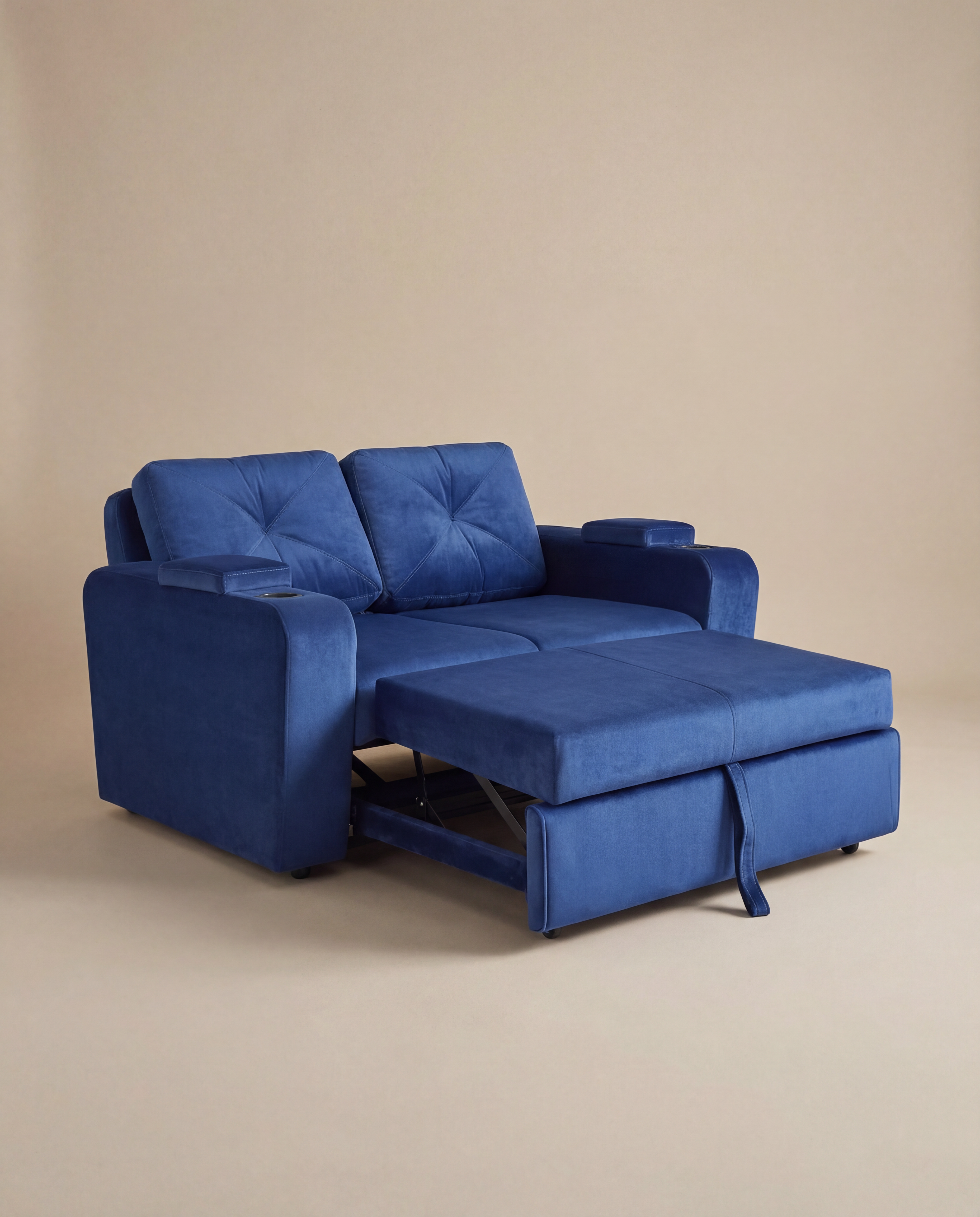 Sofá Cama Boston Velvet Rich Azul