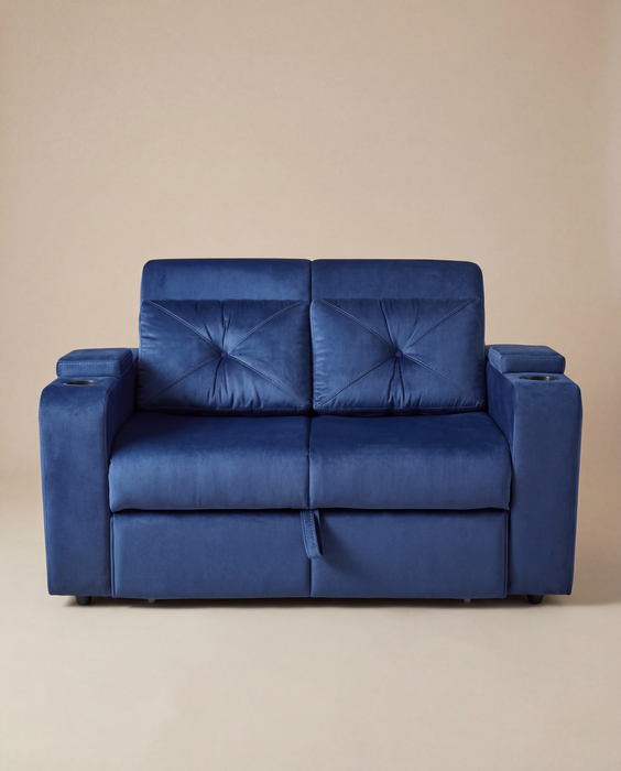 Sofá Cama Boston Velvet Rich Azul