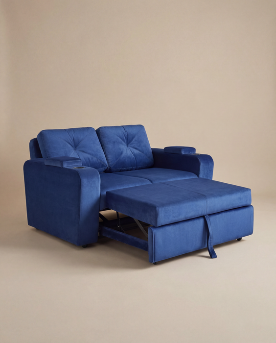 Sofá Cama Boston Velvet Rich Azul