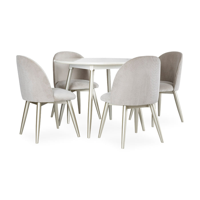 Comedor 4 Ptos Oslo Circular Velvet Beige, Champaña Poliuretano