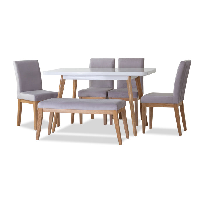 Comedor 6 Ptos Beck Velvet Gris, Natural Poliureta