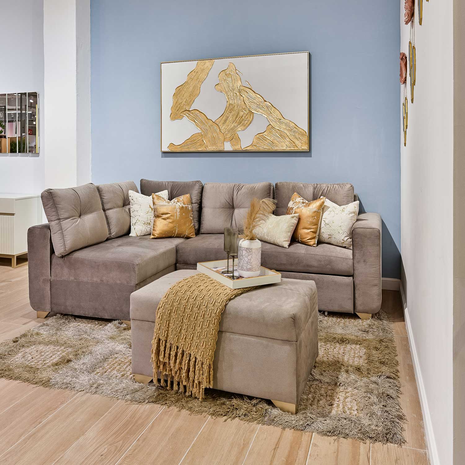 Sala Rinconera Chicago Lino Taupe, Champaña