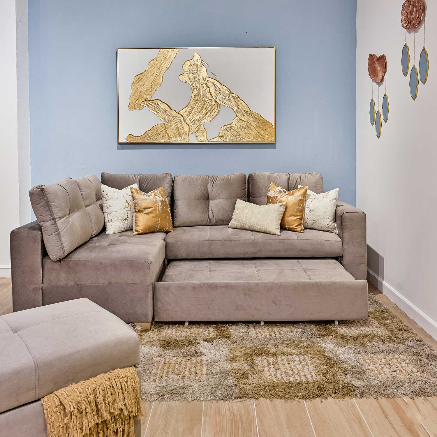 Sala Rinconera Chicago Lino Taupe, Champaña