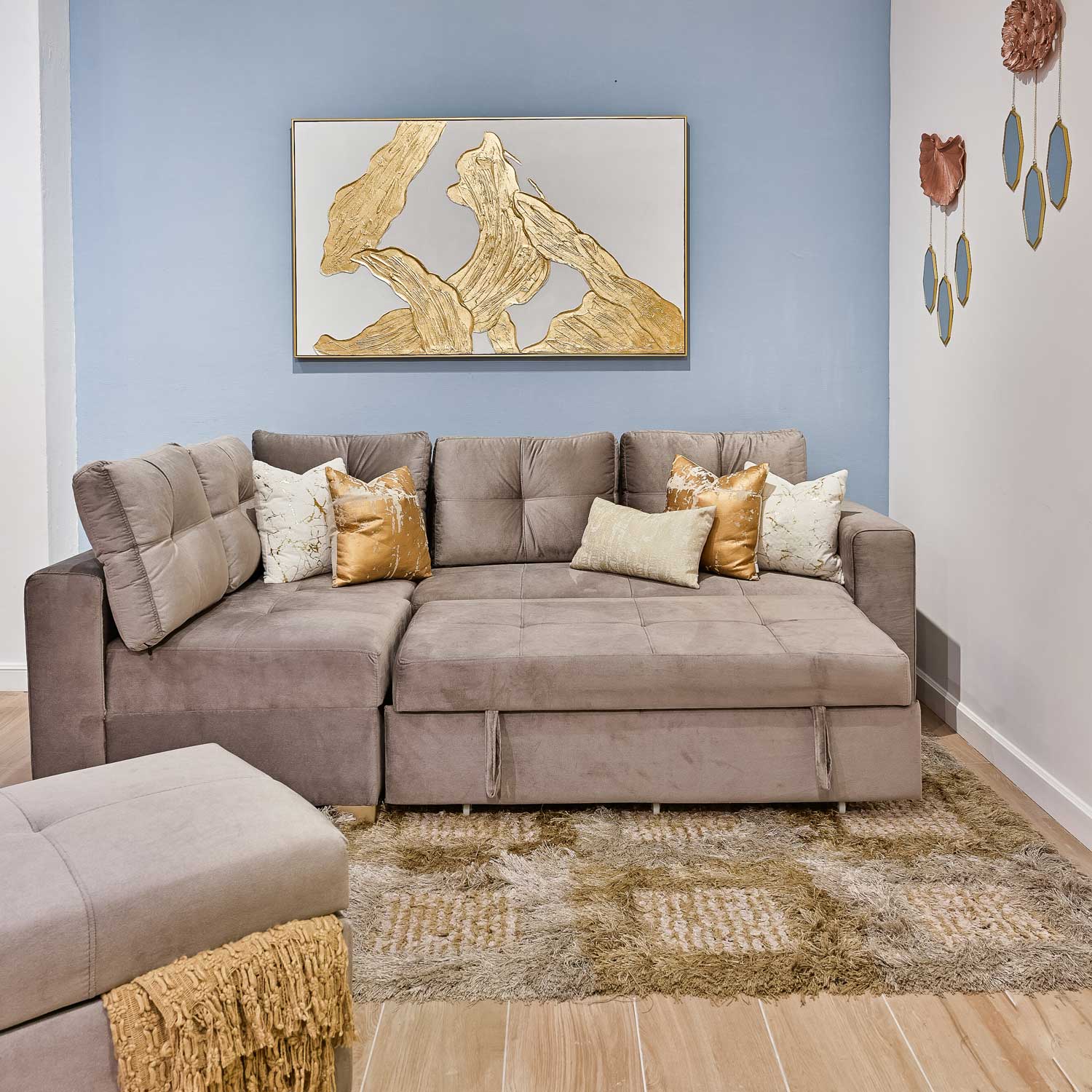 Sala Rinconera Chicago Lino Taupe, Champaña