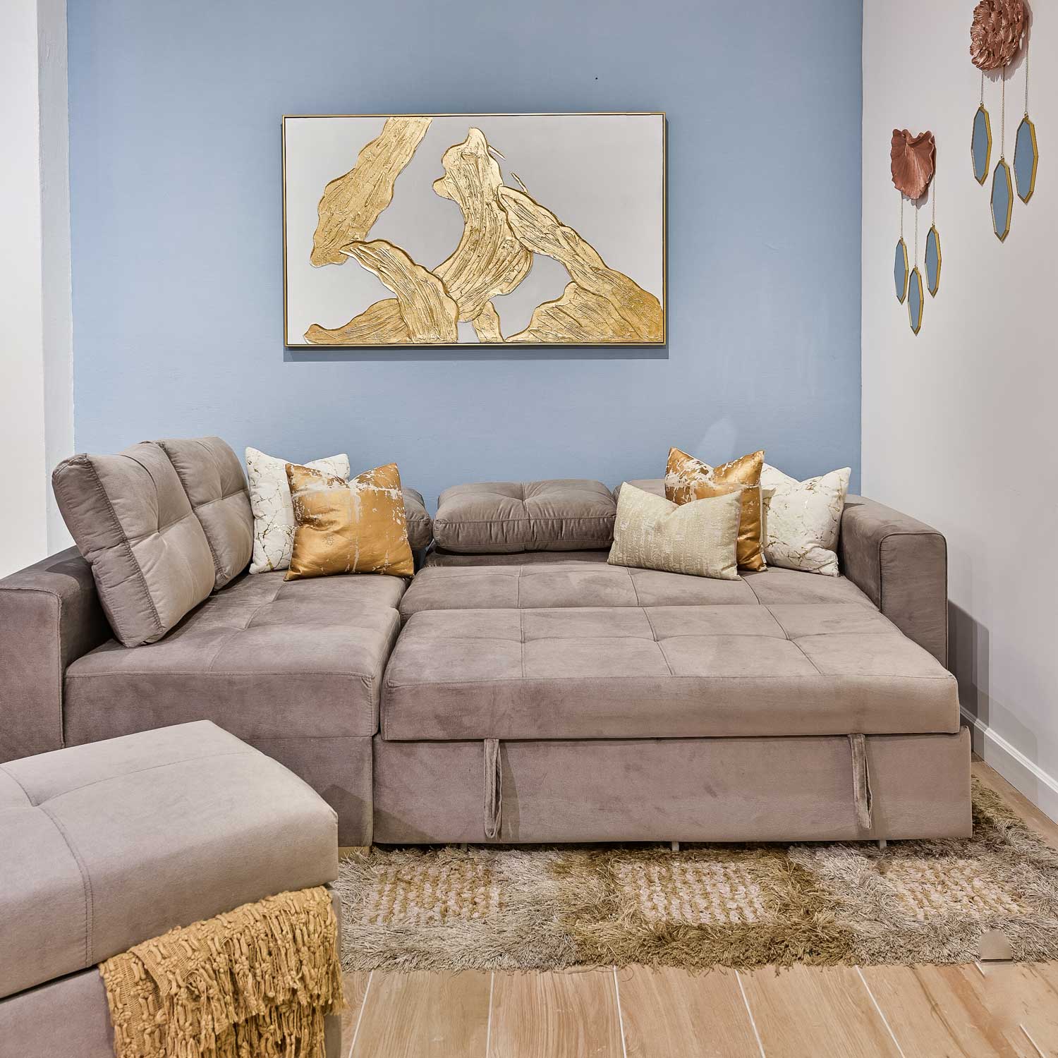 Sala Rinconera Chicago Lino Taupe, Champaña