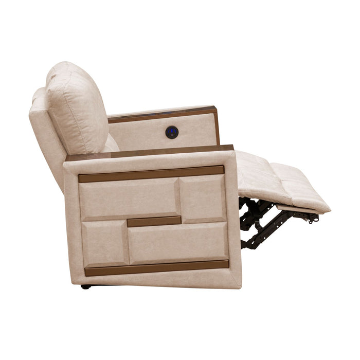 Sofá Reclinable 3 Ptos Versalles Electrico Velvet Crudo