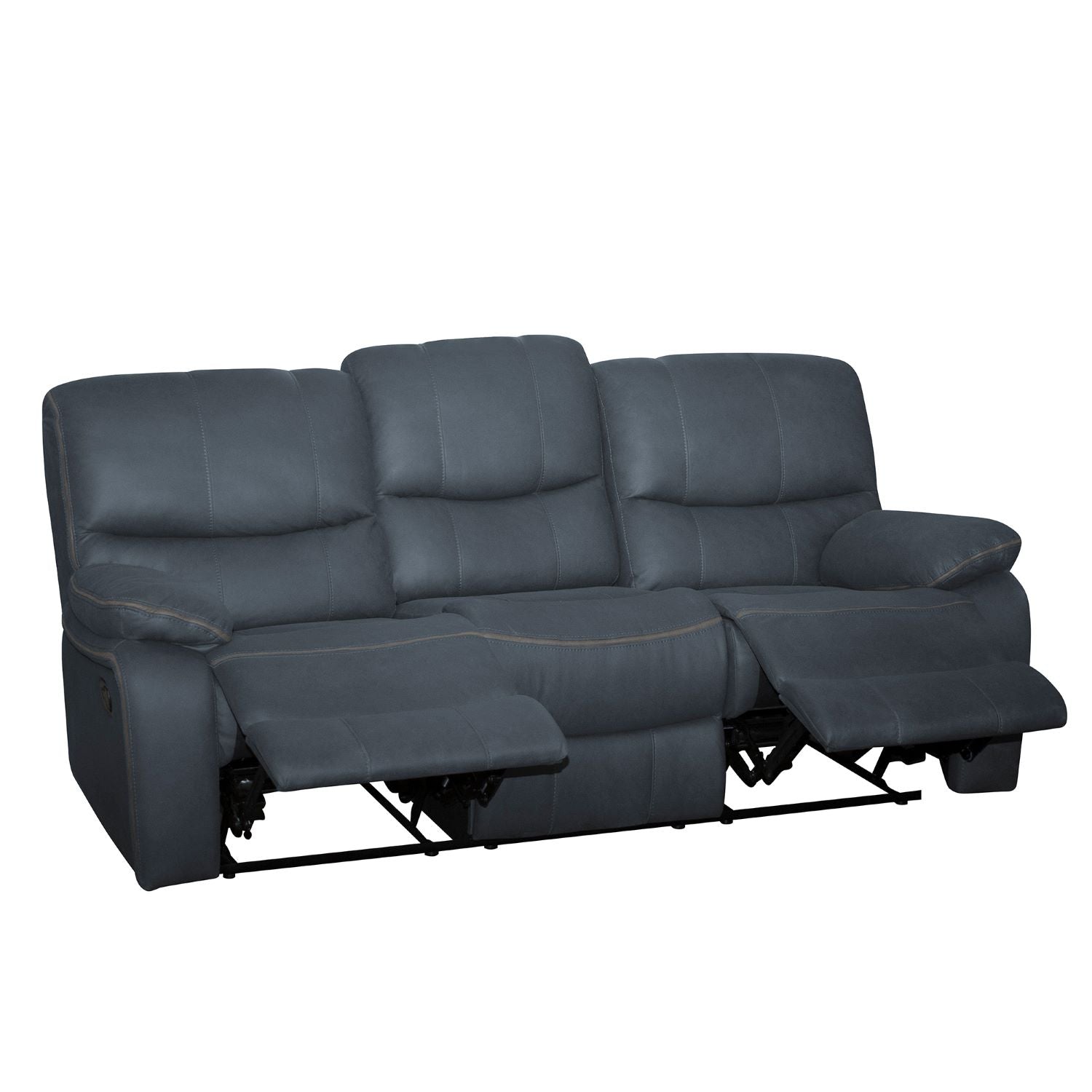 Sofá Reclinable 3 Puestos Star Velvet Petroleo, Plomo