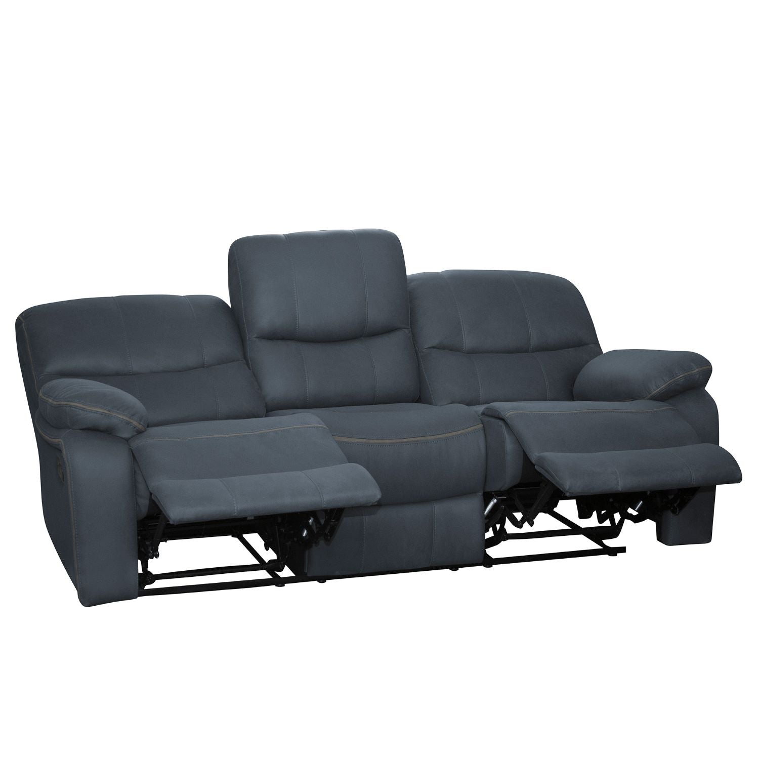 Sofá Reclinable 3 Puestos Star Velvet Petroleo, Plomo
