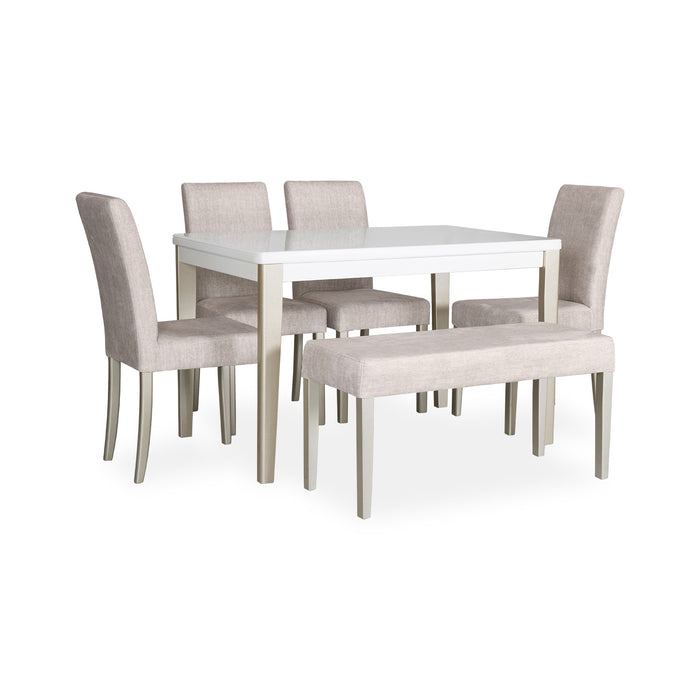 Comedor 6 Ptos Line Velvet Azafran Crudo, Champaña