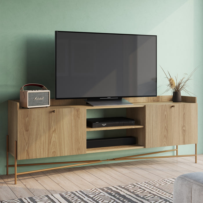 Mesa De Tv Box Natural, Dorado