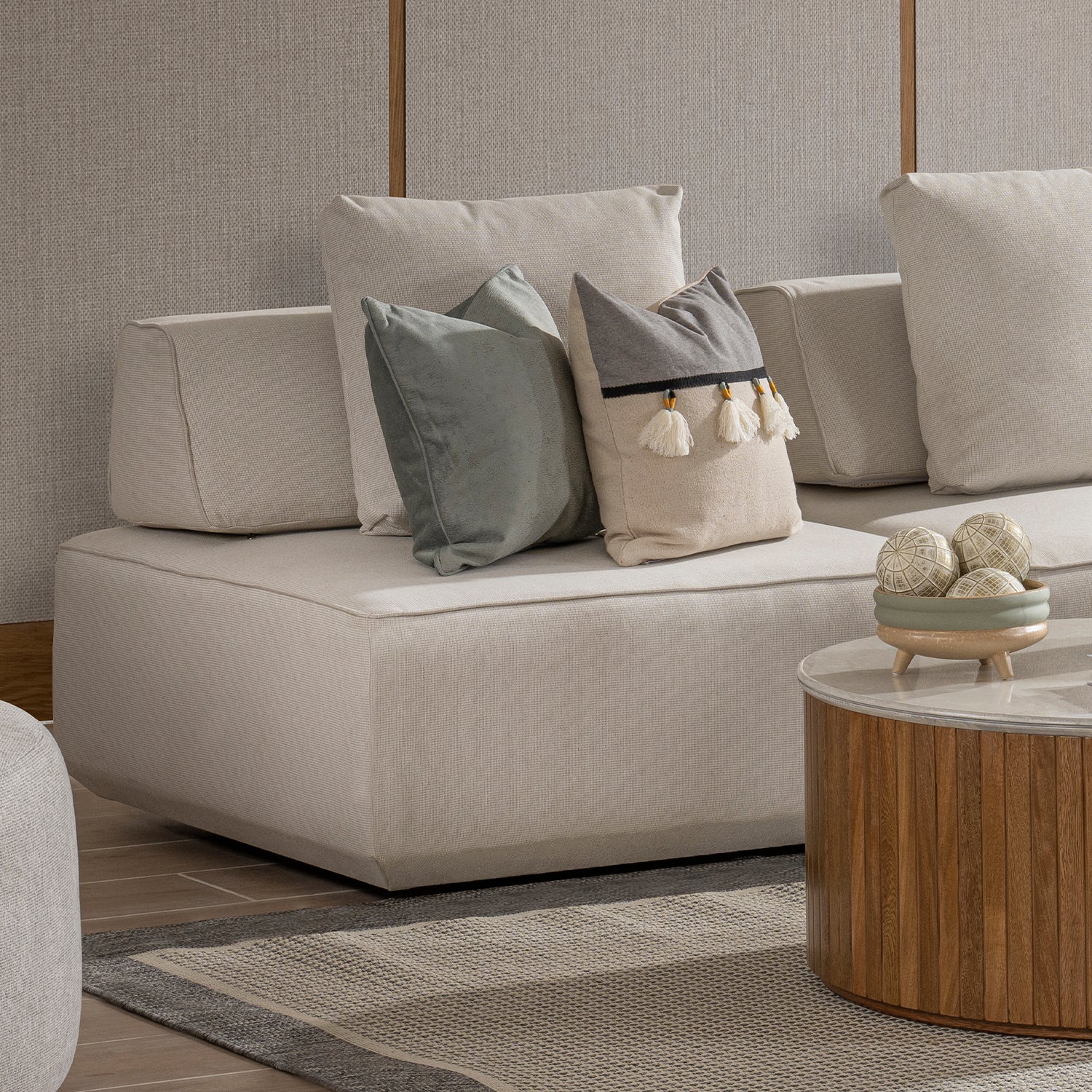 Sofá 1 Pto Box Lino Houston Beige