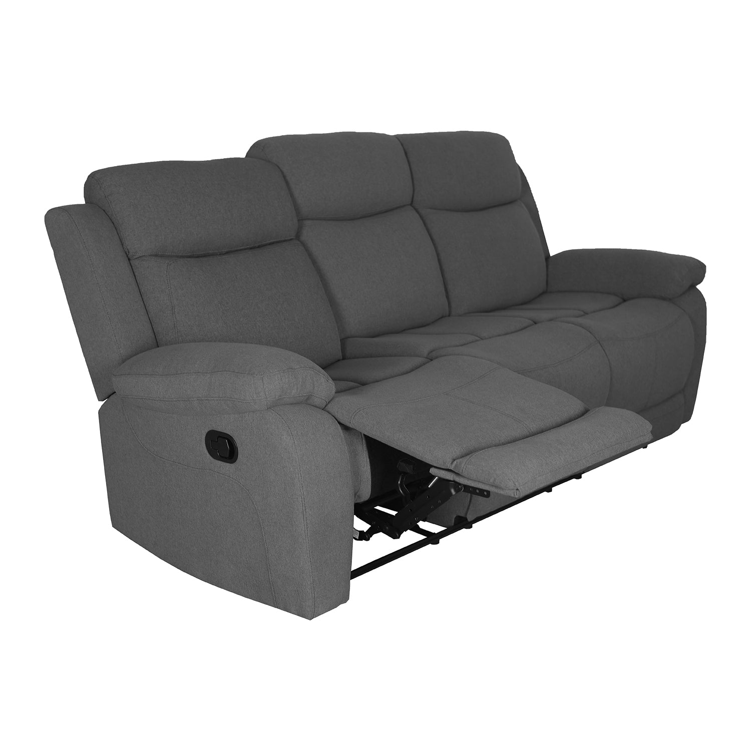 Sofá 3 Puestos Reclinable Conny Gris Oscuro