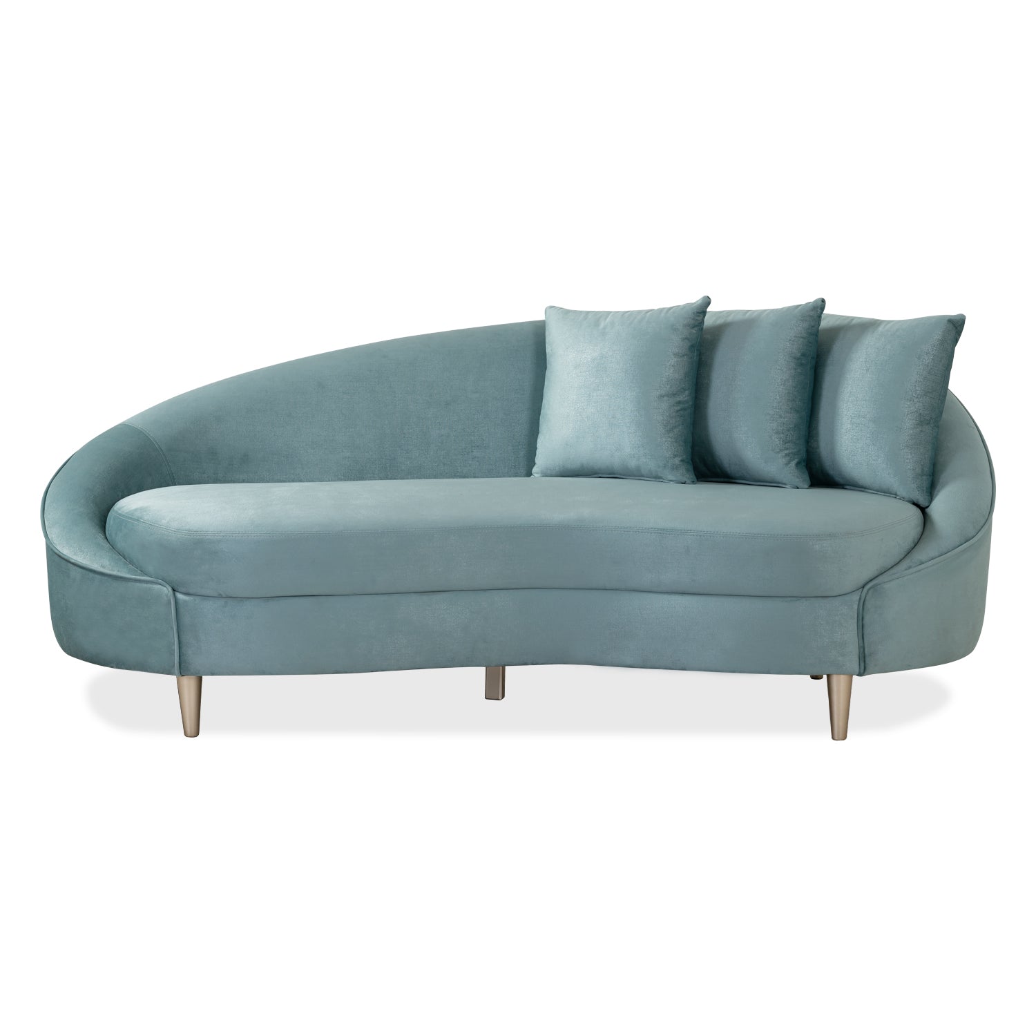 Sofá 3 Puestos Alina Velvet Oliver Verde, Champaña