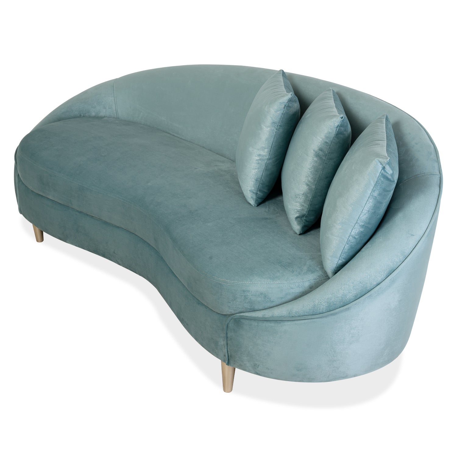 Sofá 3 Puestos Alina Velvet Oliver Verde, Champaña