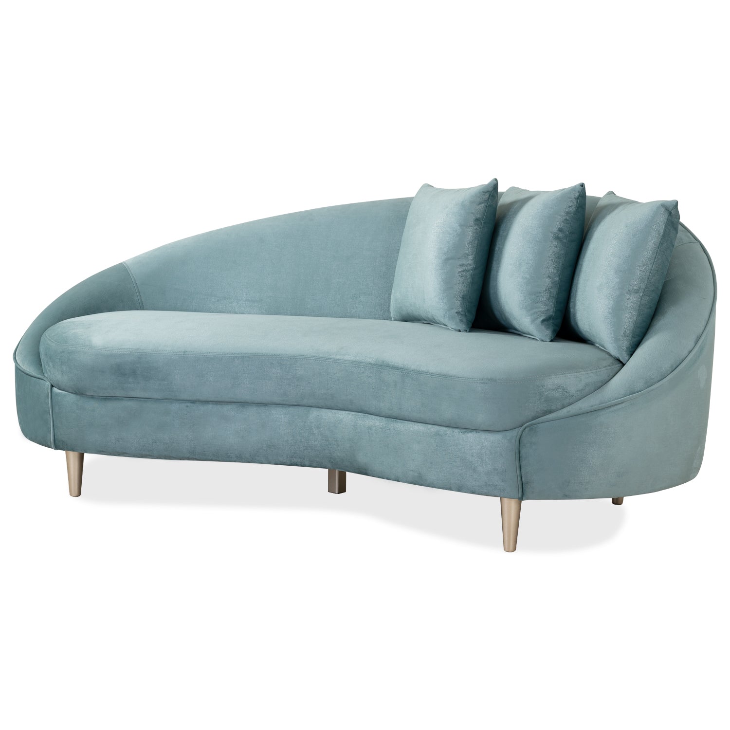 Sofá 3 Puestos Alina Velvet Oliver Verde, Champaña