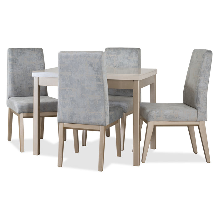 Comedor 4 Ptos Walcot Velvet Luxury Gris Oscuro