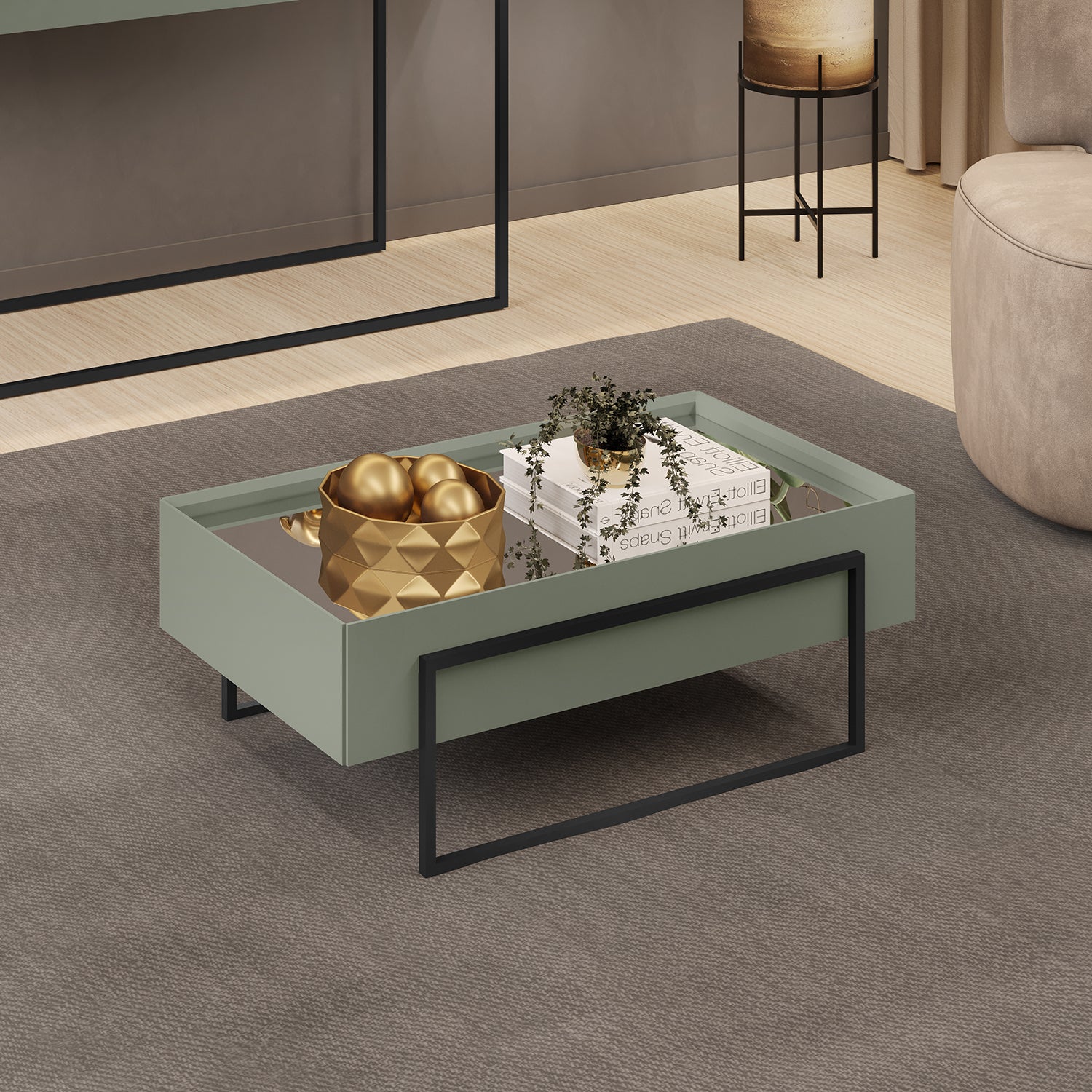 Mesa De Centro Loft  Olivo, Negro